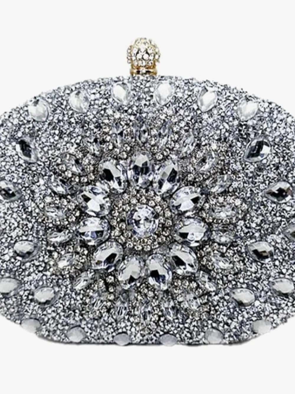 Crystal & Rhinestone Embellished Silver Evening Clutch - Picture 3 of 3